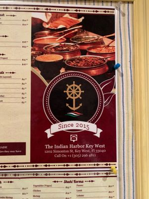 Menu cover at Tikka Bar in Key West
