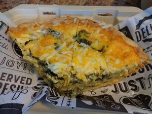 Artichoke Spinach Quiche 2 slices to go. Vegan. at Birch Cafe in Highland Heights