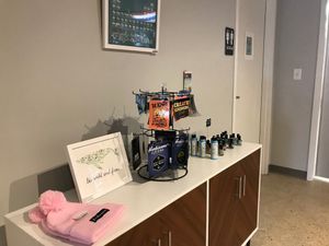 shelf of accessories in mini store in the back at Birch Cafe in Highland Heights