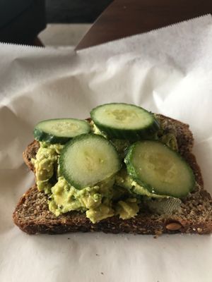 cucumber avocado toast at Birch Cafe in Highland Heights