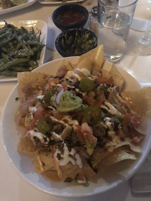 Nachos and edamame   at The Village in San Diego