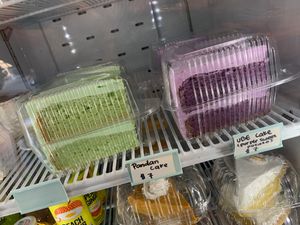 Pandan Cake & Ube Cake at Loving Hut in Redlands