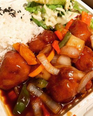 Orange Chick’n  at Loving Hut in Redlands