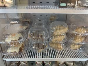 Carrot cake and various pies   at Loving Hut in Redlands