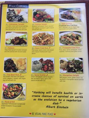 Menu - Main courses  at Loving Hut in Redlands
