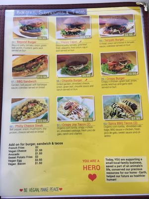 Menu - Burgers, Sandwiches and Tacos at Loving Hut in Redlands