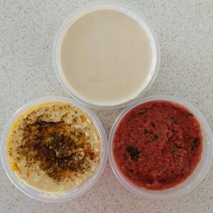 Hummus, Salsa and Tahini are now available for takeaway $6 at Falafel Mazal - Kiosk in Miami