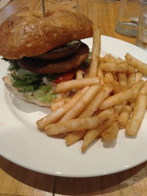The vegan burger . at Driftwood Cafe in Ocean Grove