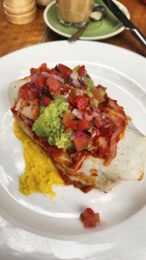 Burrito, they don't have tofu to replace the egg at Driftwood Cafe in Ocean Grove