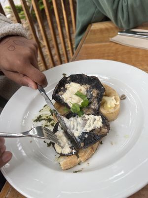 VG garlic portobello mushrooms  at Driftwood Cafe in Ocean Grove