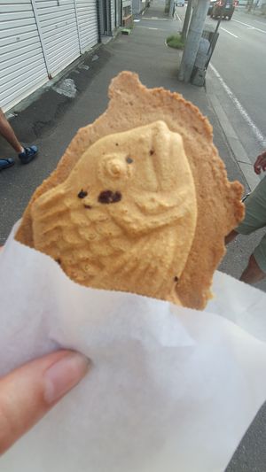 Taiyaki with red bean and walnut filling at Tokachi Taiyaki in Sapporo
