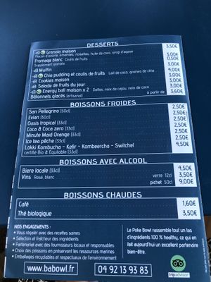 Drinks etc   at BaBowl in Cagnes-sur-mer