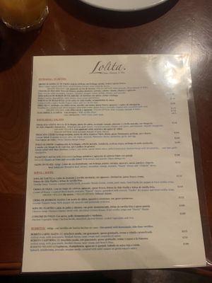 Menu  at Lolita in San Miguel De Allende