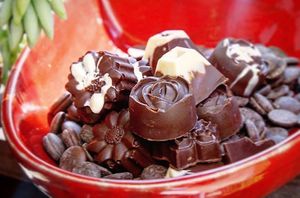 Chocolates filled with peanut butter  at RubyJoy's in San Miguel De Allende