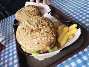 The veggie burger at Cookie Café Mossettes in Les Crosets Val-dilliez