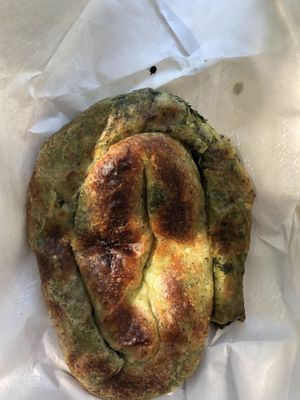 Spinach and leef burek  at Kljuch Bakery in Belgrade