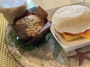 Avocado Breakfast Sandwich & Blueberry Muffin at Life - The Vegan Drive Thru in Cape Coral