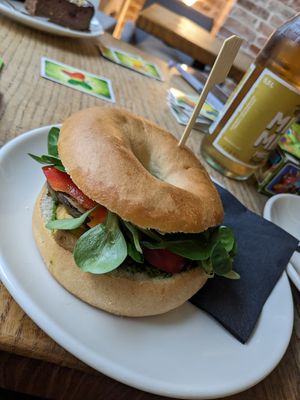 Parsley pesto & tofu sandwich at Bread House in Torun