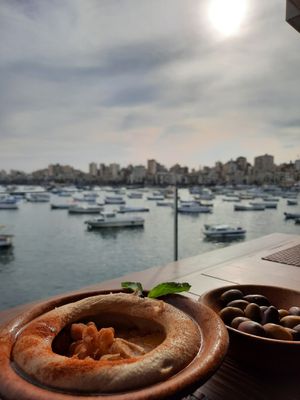 Hummus with a view at Sidra By The Citadel in Alexandria