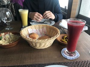 Delicious apple and strawberry juices  at Sidra By The Citadel in Alexandria