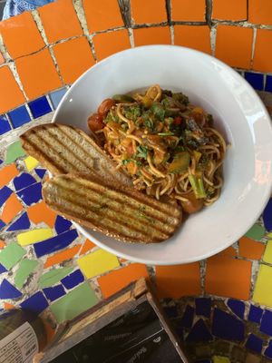 veggie pasta  at La Bohème in Willemstad