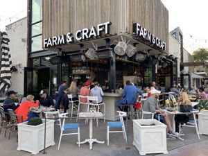 Indoor and Outdoor Seating right along the main road in Downtown Scottsdale  at Farm and Craft in Scottsdale