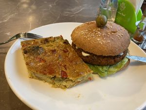 Salty pie and burger at Paradise Food in Podgorica