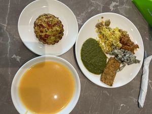 Soup, zucchini quiche, lunch   at Paradise Food in Podgorica