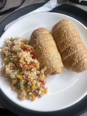 Amazing vegetables rice and began sausage pie  at Paradise Food in Podgorica