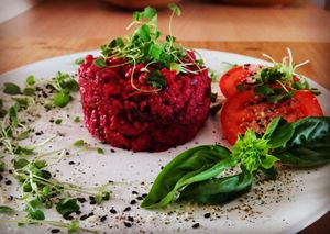 Beetroot risotto. at Vegamundo in Gran Canaria
