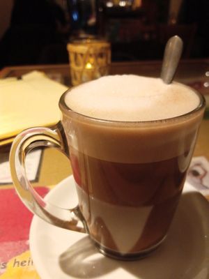 hot chocolate with oat milk at Cafe Vreiheit in Cologne