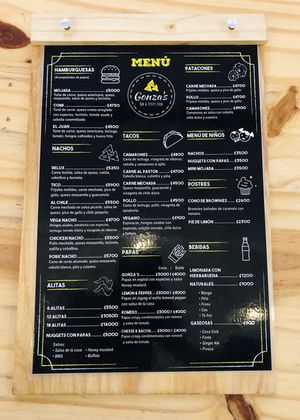 Menu at Gonza's Bar & Street Food in Alajuela
