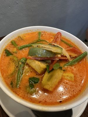 Red curry soup with tofu - this was the highlight!!  at Eating Time in Koh Samui