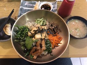 Vegan Bibimbap, Dumplings and Miso at Japanese Bento House in Wollongong