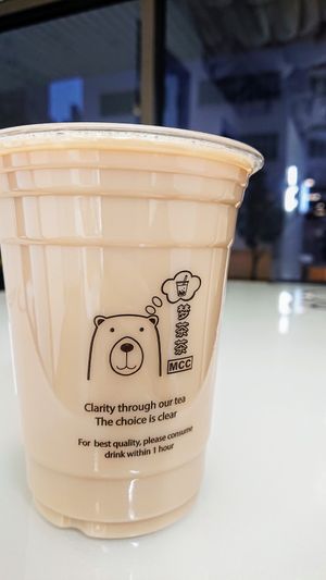 warm mugi hazelnut soy milk tea at Mong Cha Cha Cafe 夢茶茶 in Central Singapore