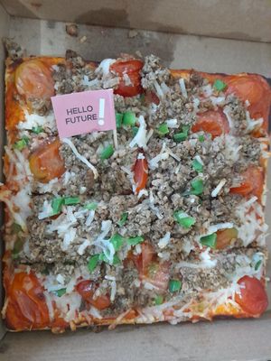 Cheezy omnimeat pizza at Mong Cha Cha Cafe 夢茶茶 in Central Singapore