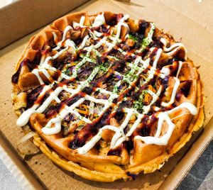 Okonomiyaki waffle at Mong Cha Cha Cafe 夢茶茶 in Central Singapore