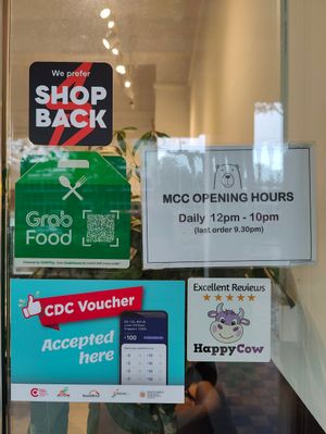 HappyCow 5 Stars EXCELLENT reviews decal  at Mong Cha Cha Cafe 夢茶茶 in Central Singapore