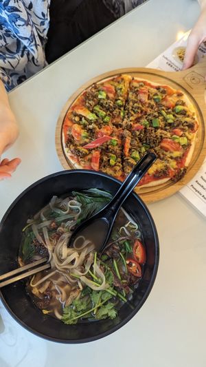 Pho and Toona pizza at Mong Cha Cha Cafe 夢茶茶 in Central Singapore