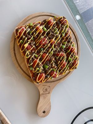 Cheezy omnimeat pizza  at Mong Cha Cha Cafe 夢茶茶 in Central Singapore