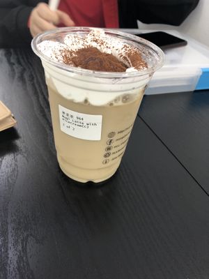 mugi rice cream latte $6.90 👍🏻👍🏻👍🏻 at Mong Cha Cha Cafe 夢茶茶 in Central Singapore