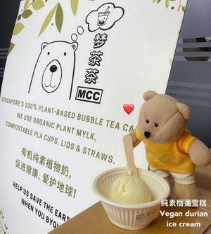 Yummy Durian ice cream  at Mong Cha Cha Cafe 夢茶茶 in Central Singapore
