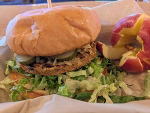 Kids Burger no cheese add pickles and lettuce at Wild Fields Brewhouse in Atascadero