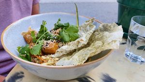Asian tofu/zucchini-dish. at Sesame in Chamonix-mont-blanc