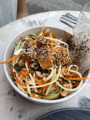 Sweet and sour tofu with courgette noodles   at Sesame in Chamonix-mont-blanc