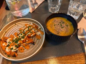 Roast potato; Lentil soup (both amazing)  at Sesame in Chamonix-mont-blanc