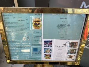 Menu  at Sesame in Chamonix-mont-blanc