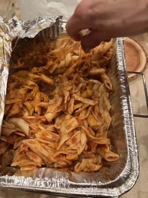 Gross clumpy pasta  at Ariela's Pizza & Kosher Kitchen in Las Vegas