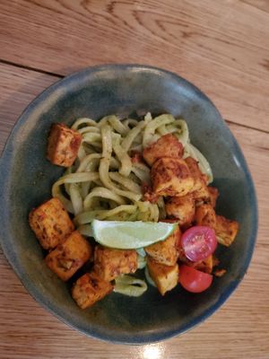 Pesto Tofu Pasta at Inclusive Cafe Ogurci in St Petersburg