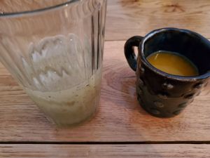 Kiwi Drink and Orange Tea at Inclusive Cafe Ogurci in St Petersburg